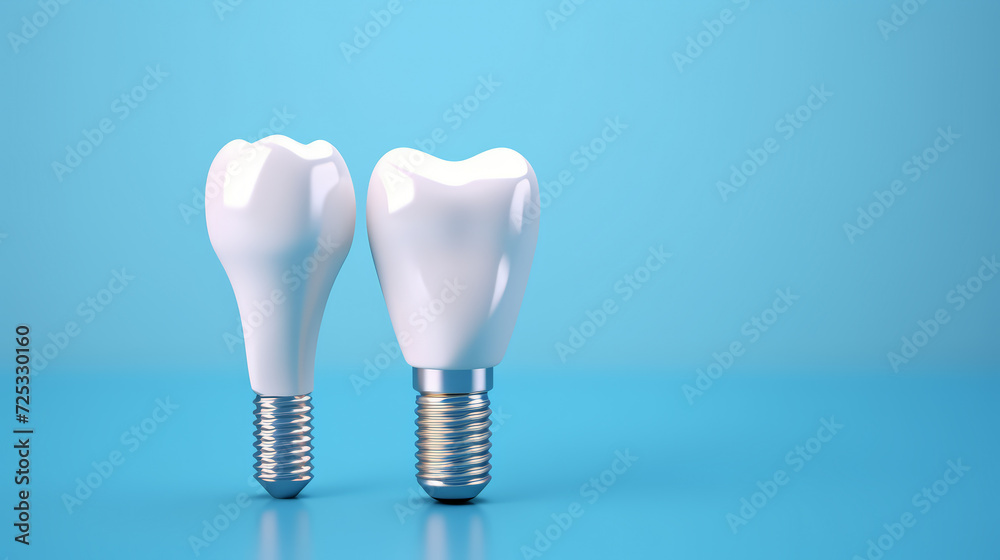 A Dental implant against blue background A Dental implant against blue background