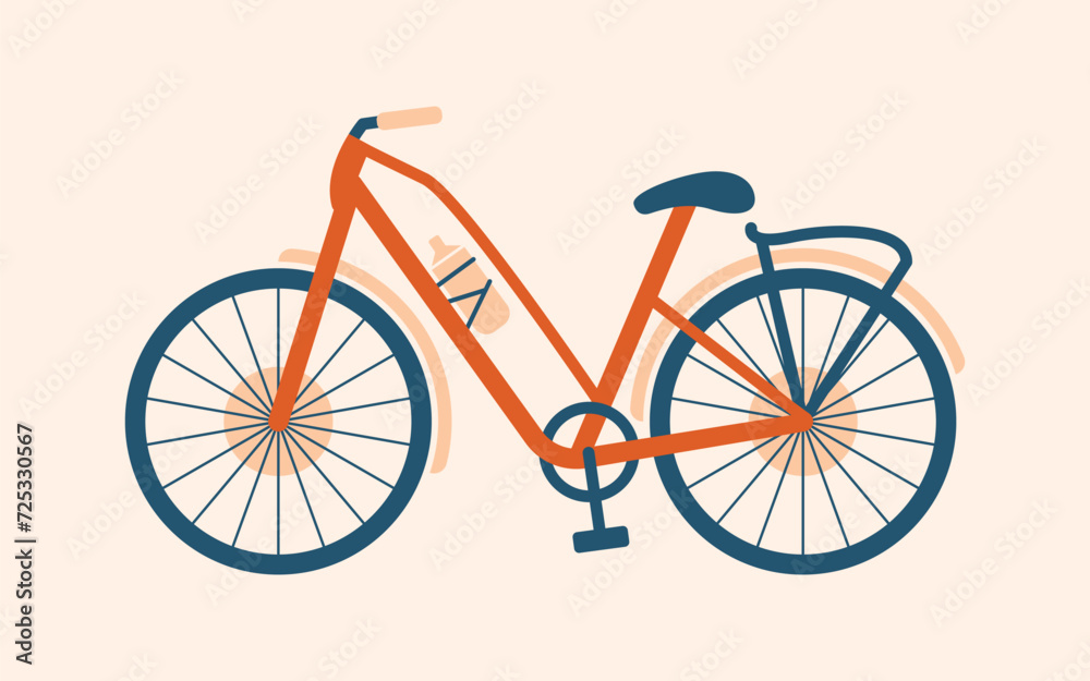 Cute illustration of red bicycle. Trendy minimal art. Cartoon clip art with transport, vehicle, bike for card, banner, sticker, icon. Cottagecore, village life concept. Cute illustration of red bicycle. Trendy minimal art. Cartoon clip art with transport, vehicle, bike for card, banner, sticker, icon. Cottagecore, village life concept.