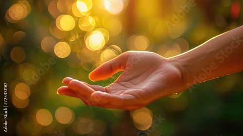 Loving gesture, hand extended in support, a symbol of compassion and connection, Ai Generated.