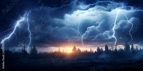lightning in the night  Relaxing Natural Sounds  Thunder and Dense Rain Sounds for Creating Relaxing Sleep  Blue Lightning  Lightning strike on a lake at summer  Generative AI