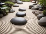 Serene Minimalism. Zen Garden Details with Rocks, Sand, and Tranquil Elements
