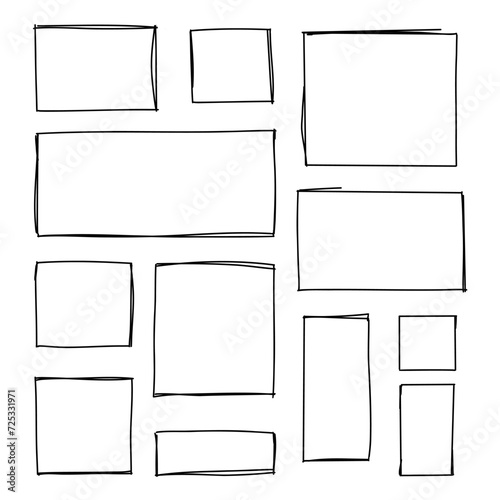 set of figures, square, rectangle hand drawn