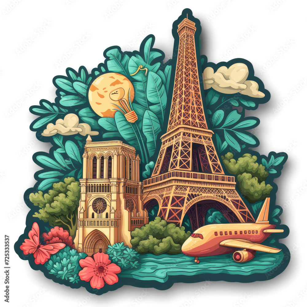 Paris  travel stickers for print on demand or a t-shirt design concept