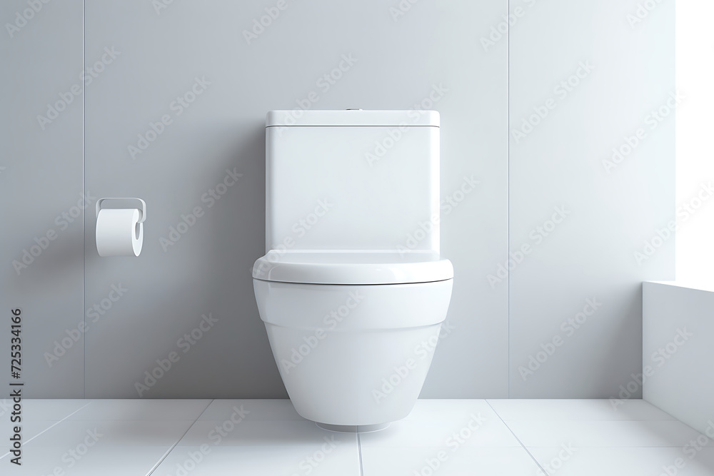 3d rendering of a white toilet in a classic room with white walls 3d rendering of a white toilet in a classic room with white walls