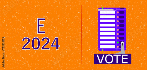 Electronic Voting Machine (EVM) design banner isolated on a pattern background with for election 2024.  EVM is a device used to electronically record and count votes cast in elections.