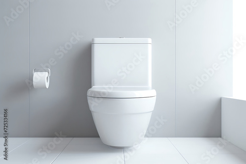 3d rendering of a white toilet in a classic room with white walls