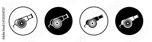 Cannon flat line icon set. Cannon Thin line illustration vector photo