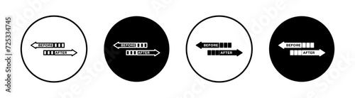 Before after flat line icon set. Before after Thin line illustration vector