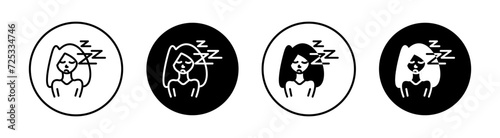 Cant fall asleep flat line icon set. Cant fall asleep Thin line illustration vector