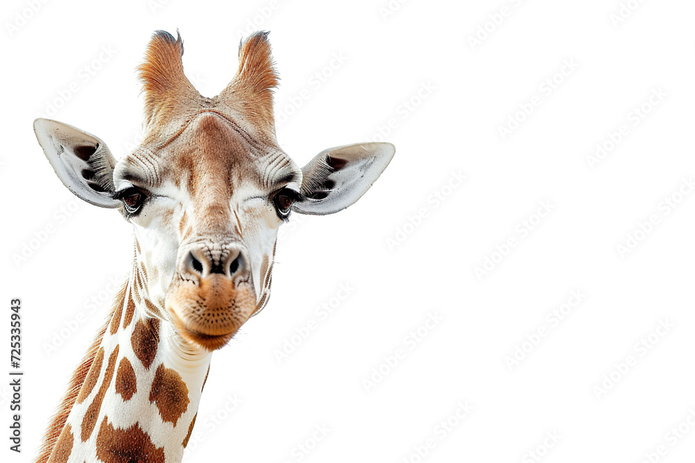 Obraz premium Giraffe head isolated on white background.