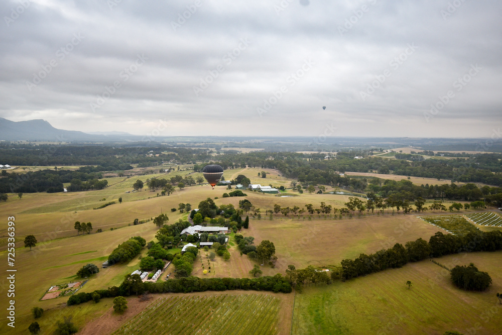 Flying above the Hunter Valley in a hot air balloon