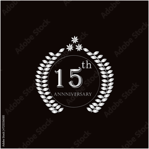 15th years of anniversary wishes with silver gradient color