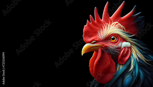 rooster on black background