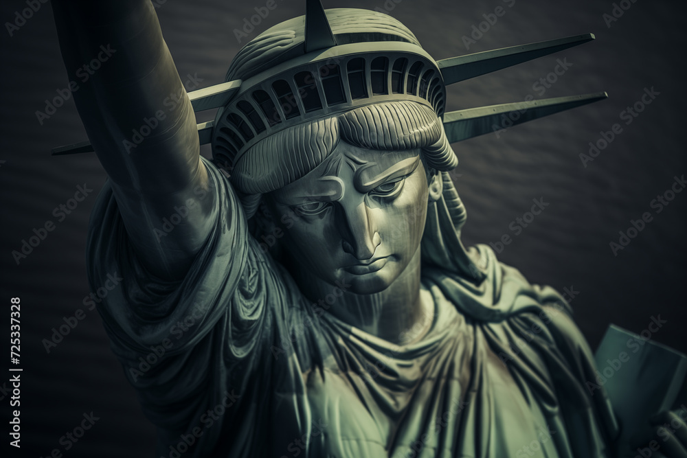 Obraz premium Aerial Close-Up of Statue of Liberty. Generative ai
