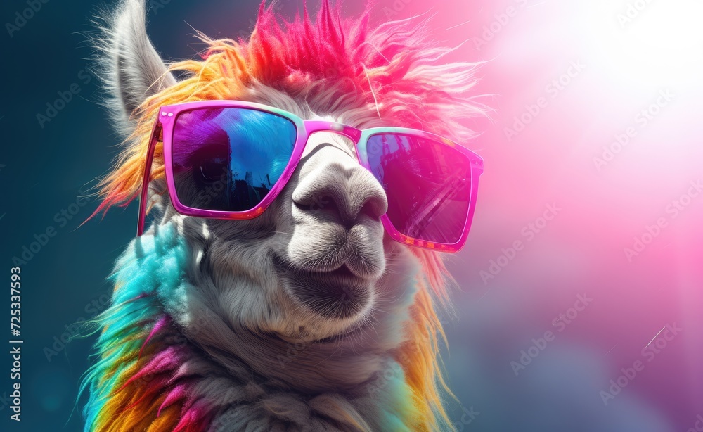 A trendy and modern alpaca or llama wearing stylish glasses for a fashionable look. A trendy and modern alpaca or llama wearing stylish glasses for a fashionable look.