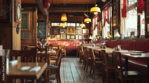 Vintage Diner Interior with Red Seating