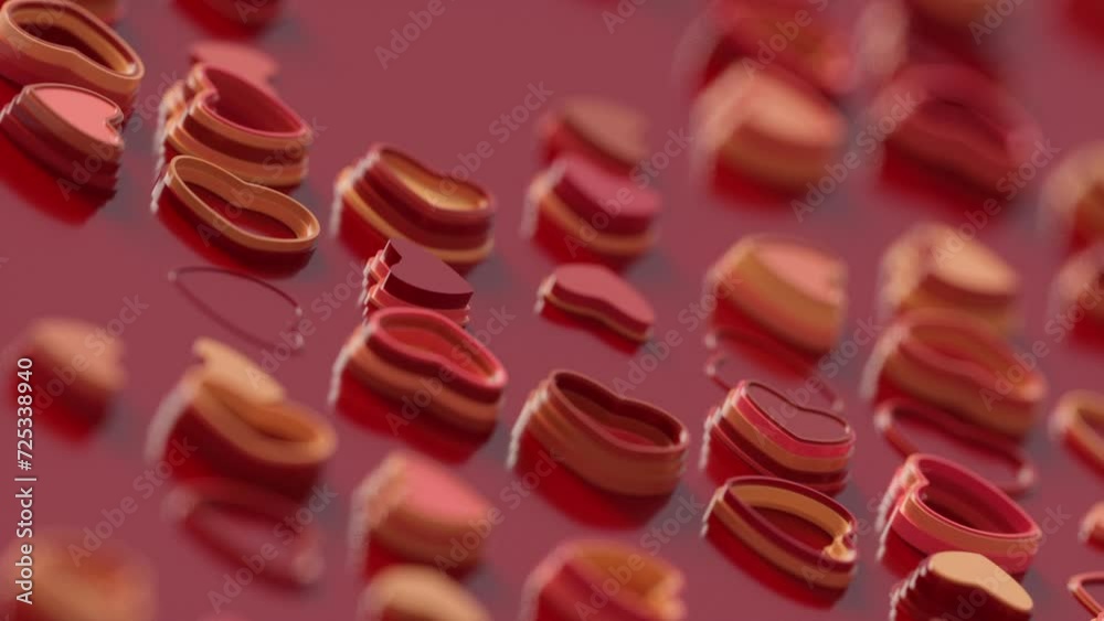 animation of white hearts randomly appearing on a red surface animation of white hearts randomly appearing on a red surface
