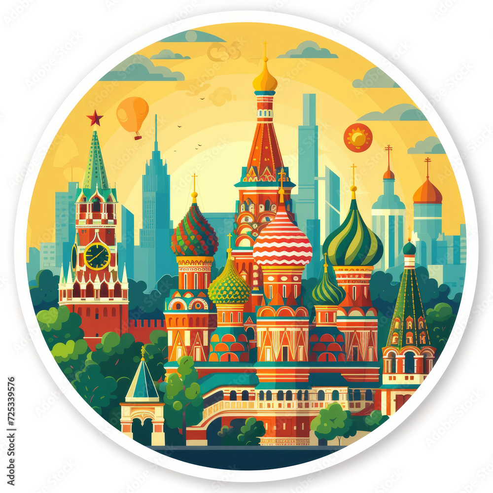 Russia travel stickers for print on demand or a t-shirt design concept