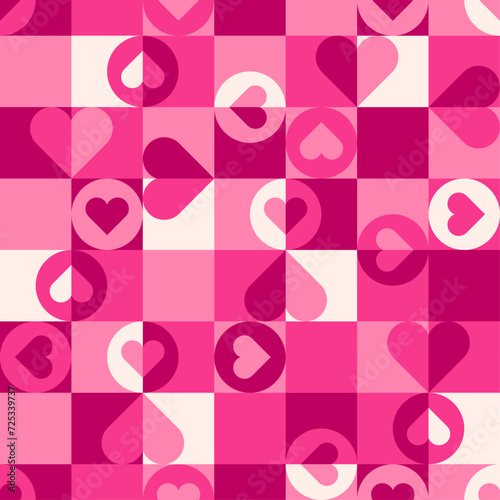 Geometric heart with seamless square pattern design for valentine’s day.
