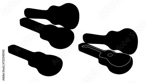 acoustic guitar case, black isolated silhouette
