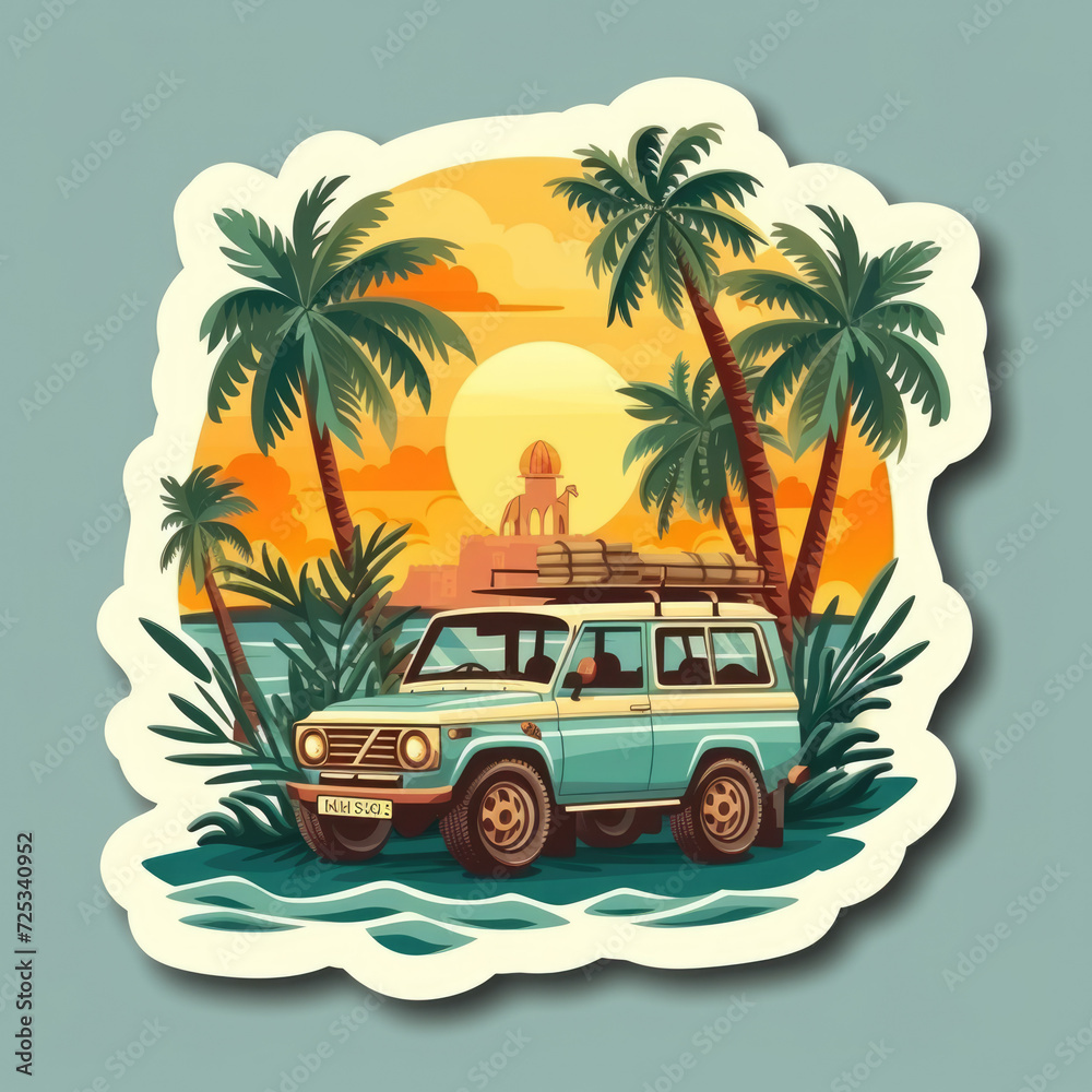 Africa travel theme stickers for print on demand or a t-shirt design concept