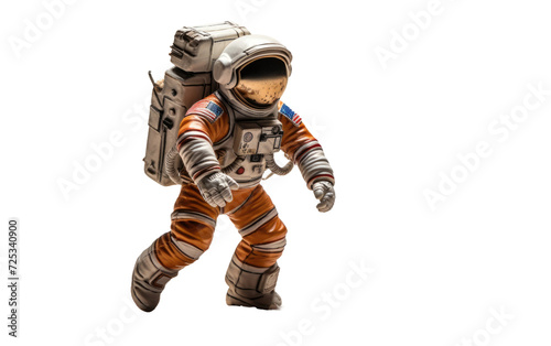 Astronaut in Orange Space Suit on Transparent Background