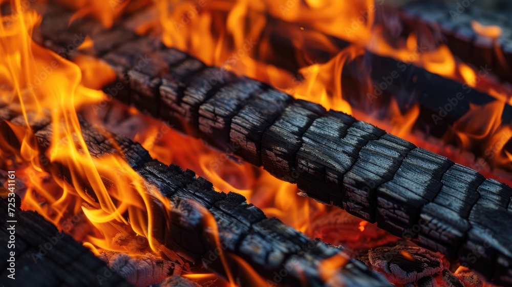 Burning wooden boards. Generative AI Burning wooden boards. Generative AI