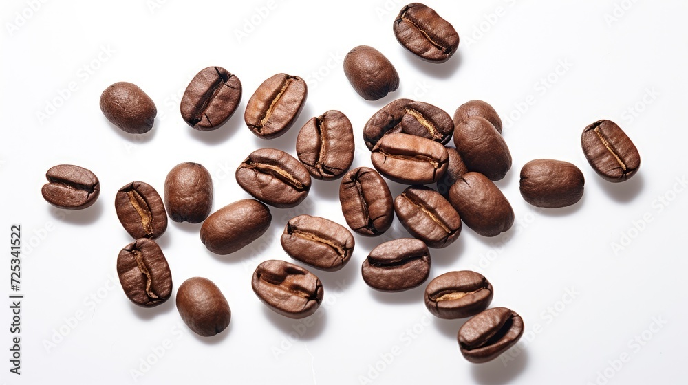 Coffee beans scattered. Generative AI Coffee beans scattered. Generative AI