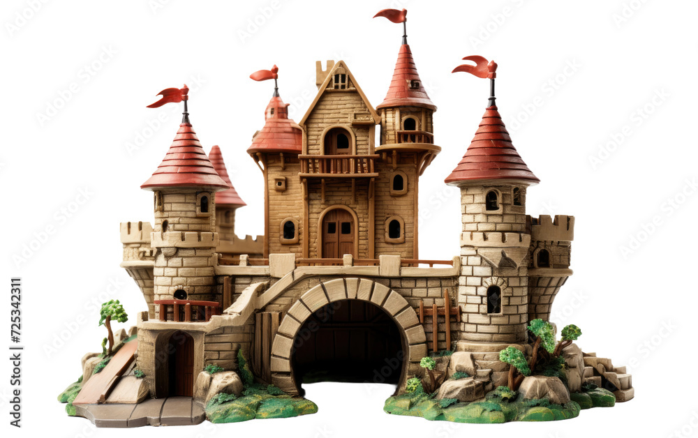 Toy Castle Made of Legos on Transparent Background