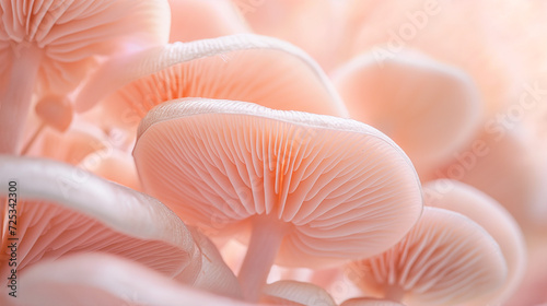 Pink Oyster Mushroom Texture Closeup