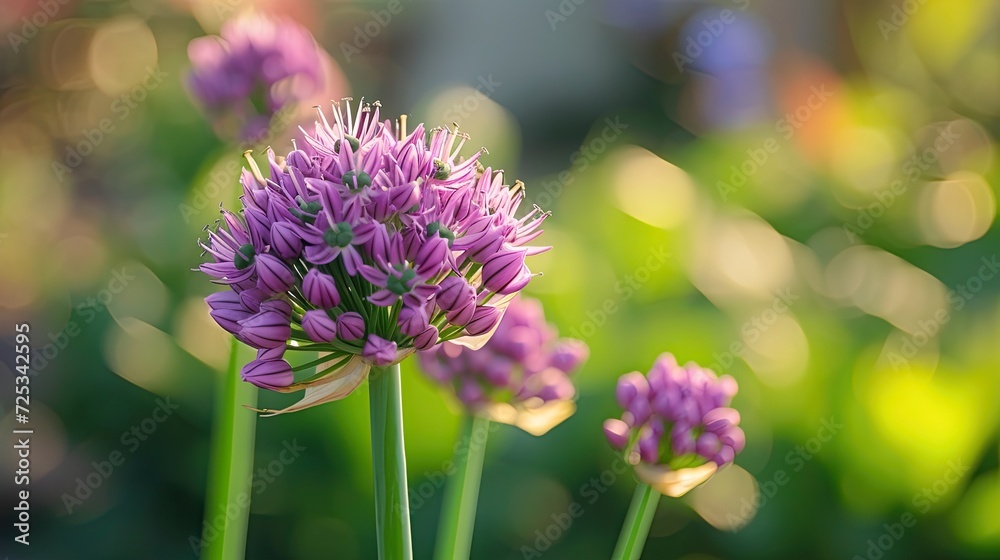 Garlic purple flower. Generative AI Garlic purple flower. Generative AI
