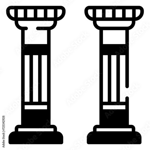 Column glyph and line vector illustration