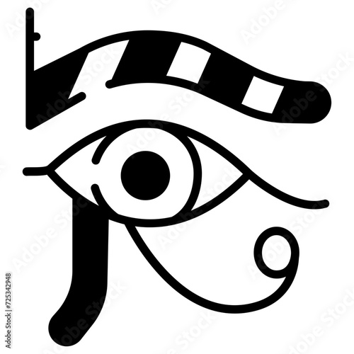 Eye of Ra glyph and line vector illustration