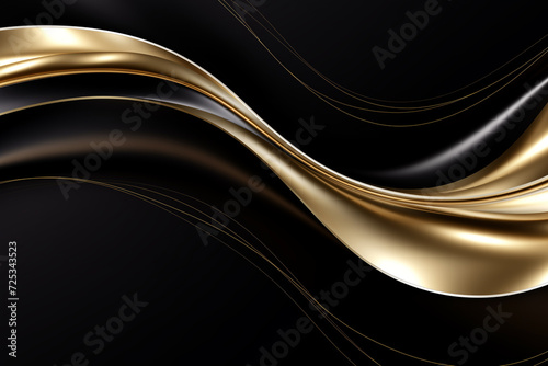Black background with soft texture decorated with Shiny golden lines. black gold luxury background	