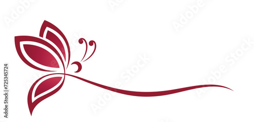The symbol of a stylized red butterfly.