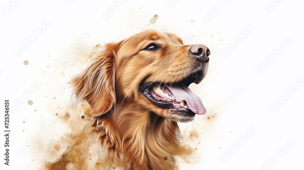 Obraz premium Joyful Golden Retriever Radiates Happiness in Artistic Style Generative AI