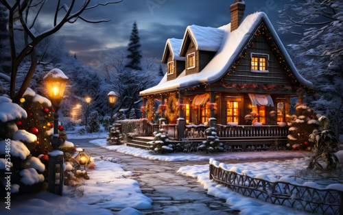 Christmas Decorated Cozy Country House