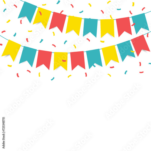 Vector illustration. Garland with colored flags on a white background.
