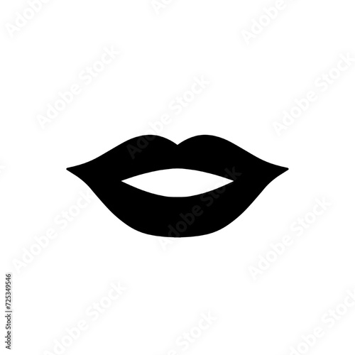 black mouth lips icon isolated on white and transparent background. kiss lipstick woman beauty lip vector illustration