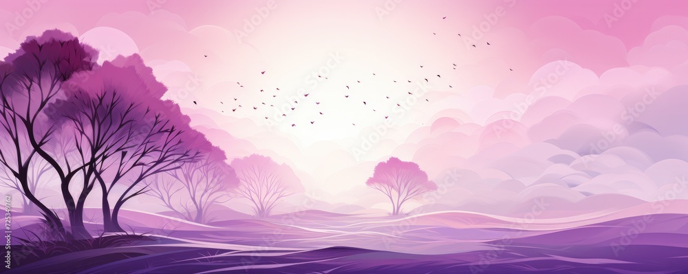 Abstract purple background with tree shadows. Generative AI.
