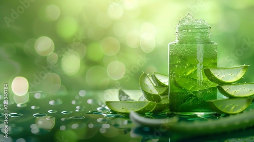 Green Elixir: Aloe vera leaf meets sleek jar bottle in a blend of natural and modern.