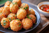A mouthwatering dish featuring golden-brown fried fish balls