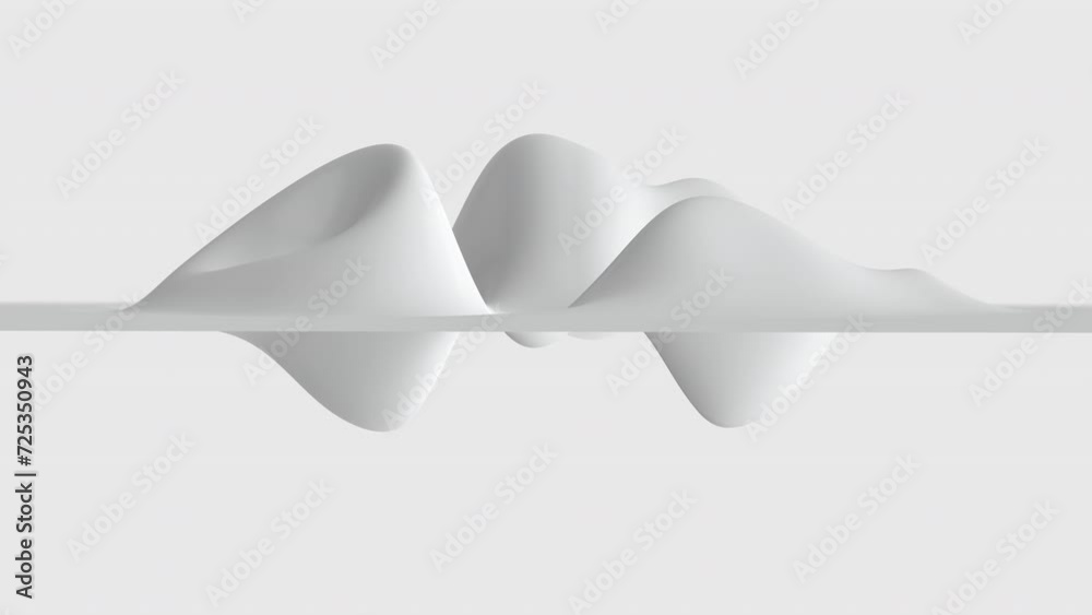 animation of embossed soft wave forms on white background, 4K abstract animation