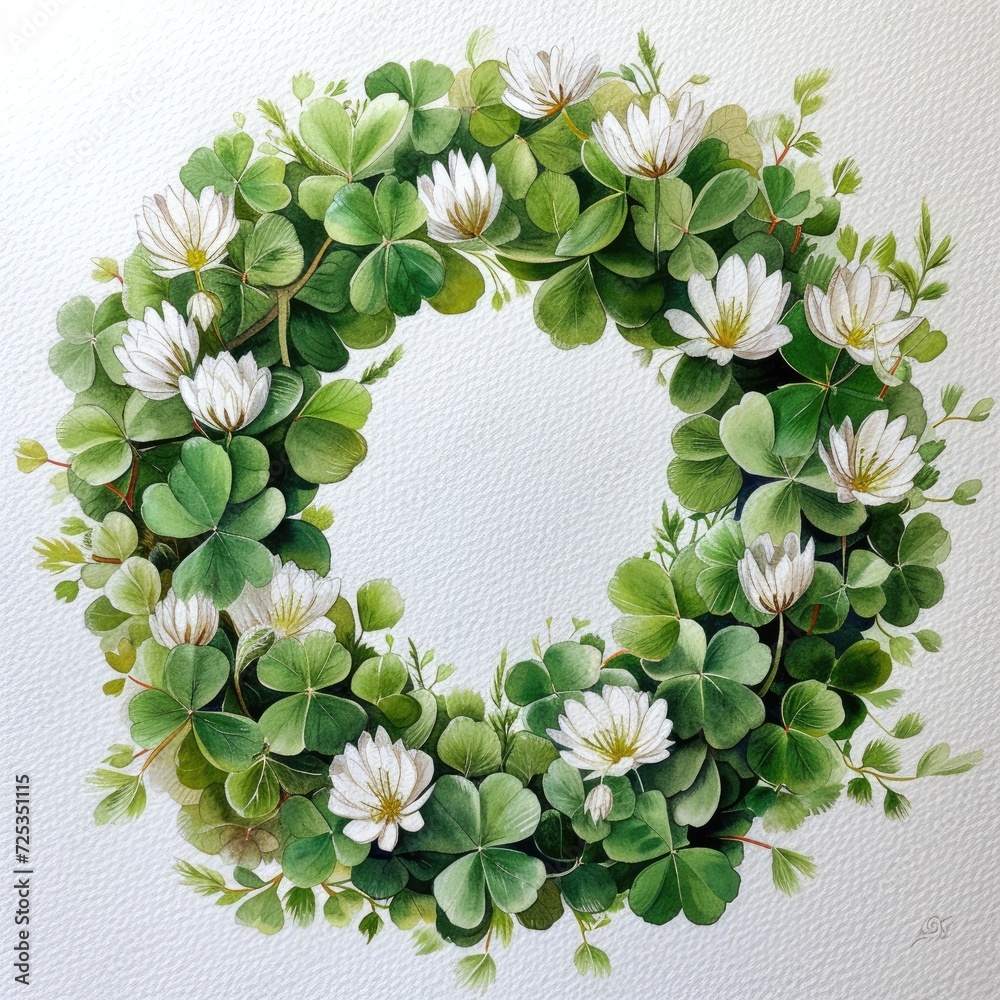 clover wreath with white flowers clover wreath with white flowers