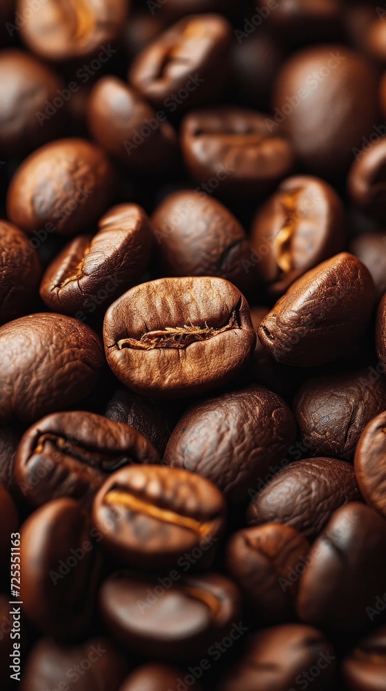Arabica coffee beans, view from above