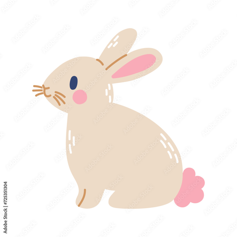 Cute rabbit sitting. Vector flat illustration isolated on white background. Cute rabbit sitting. Vector flat illustration isolated on white background.