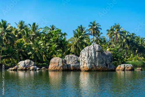 The beautiful shores of Lake Koggala in Sri Lanka.