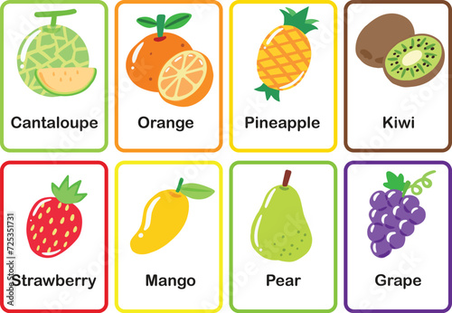 Flash cards  Fruits memory game cards