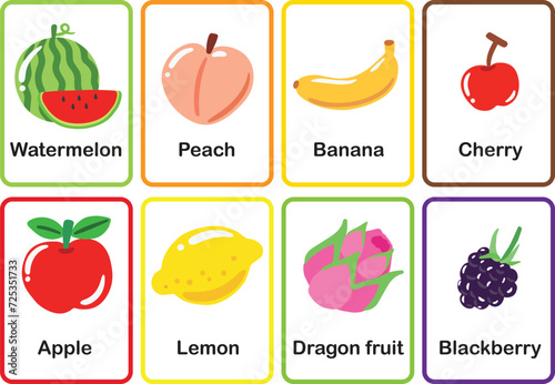 Flash cards  Fruits memory game cards