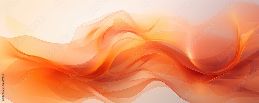 Abstract orange background with smoke waves. Generative AI.